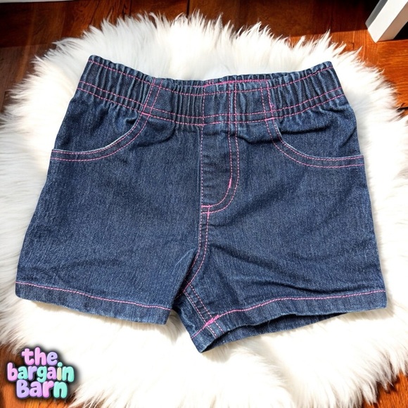 Carhartt Girls Infant Vintage Elastic Dark Wash Denim Blue Jean Shorts (12M) - Picture 3 of 4